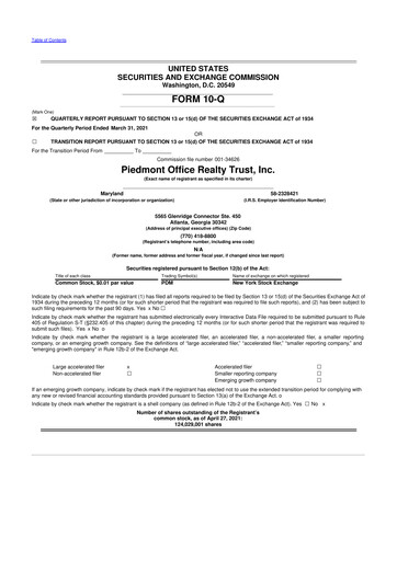 Thumbnail Piedmont Realty Trust 10-Q Quarterly Report FY2021 