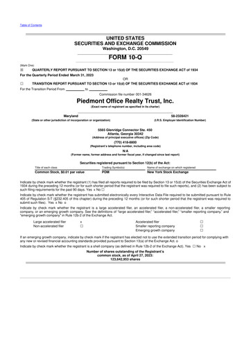 Thumbnail Piedmont Realty Trust 10-Q Quarterly Report FY2023 