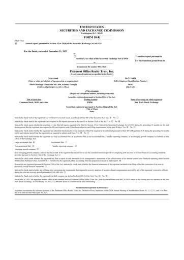 Thumbnail Piedmont Realty Trust 10-K Annual Report 2023