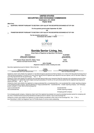 Thumbnail Sonida Senior Living 10-Q Quarterly Report FY2025 