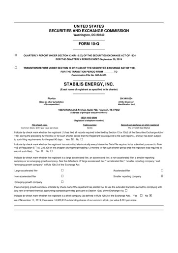 Thumbnail Stabilis Solutions 10-Q Quarterly Report FY2019 