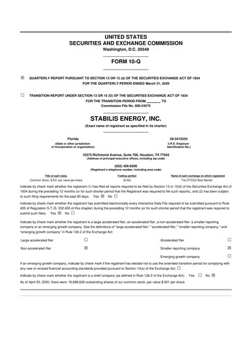 Thumbnail Stabilis Solutions 10-Q Quarterly Report FY2020 