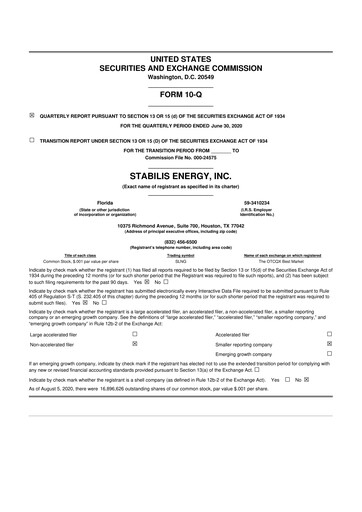 Thumbnail Stabilis Solutions 10-Q Quarterly Report FY2020 