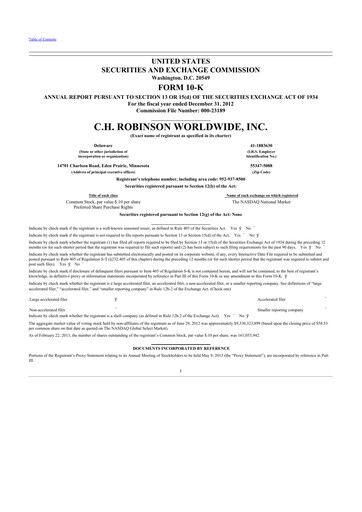 Thumbnail C. H. Robinson 10-K Annual Report 2012