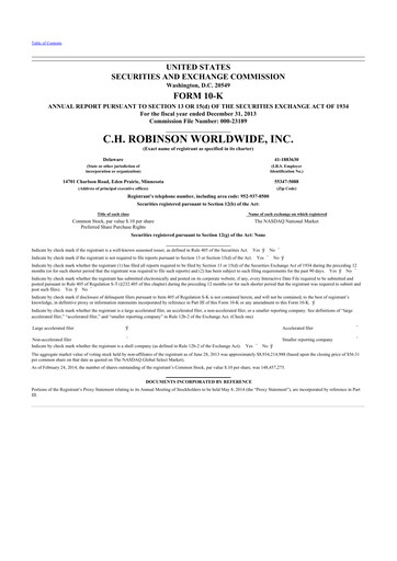 Thumbnail C. H. Robinson 10-K Annual Report 2013