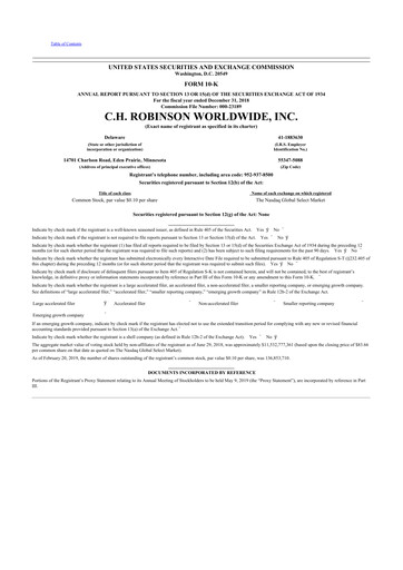 Thumbnail C. H. Robinson 10-K Annual Report 2018