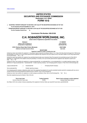 Thumbnail C. H. Robinson 10-Q Quarterly Report FY2019 