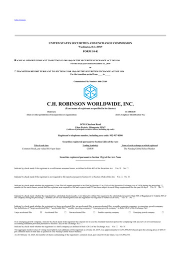 Thumbnail C. H. Robinson 10-K Annual Report 2019