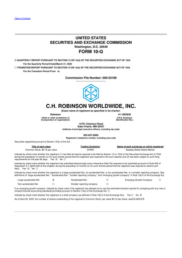 Thumbnail C. H. Robinson 10-Q Quarterly Report FY2020 