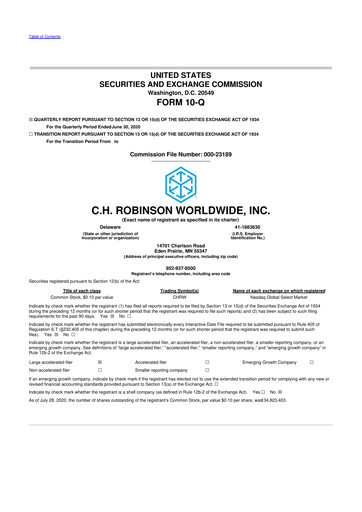 Thumbnail C. H. Robinson 10-Q Quarterly Report FY2020 