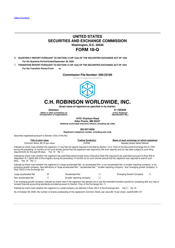 Thumbnail C. H. Robinson 10-Q Quarterly Report FY2020 