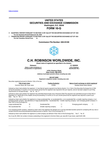Thumbnail C. H. Robinson 10-Q Quarterly Report FY2026 
