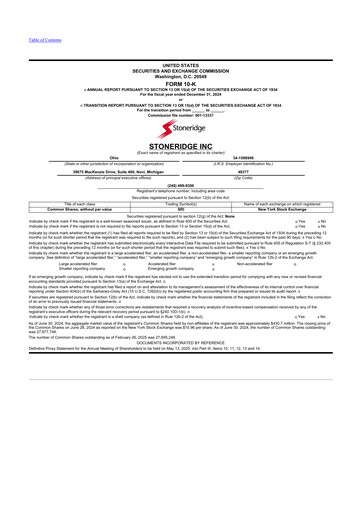 Thumbnail Stoneridge 10-K Annual Report 2024