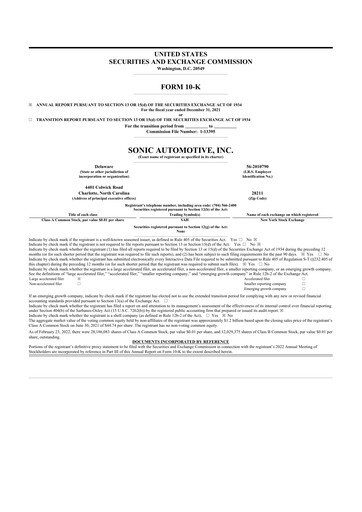 Thumbnail Sonic Automotive
 10-K Annual Report 2021