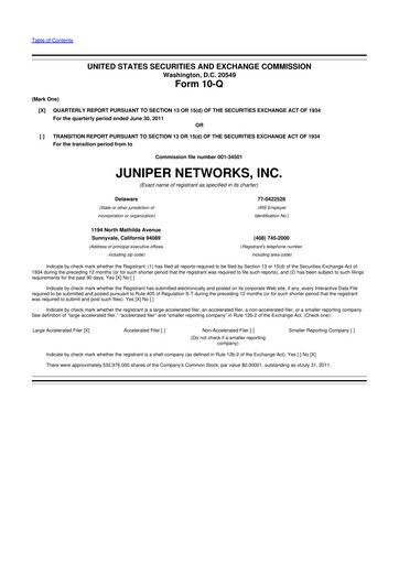 Thumbnail Juniper Networks
 10-Q Quarterly Report FY2011 