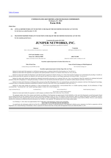 Thumbnail Juniper Networks
 10-K Annual Report 2011