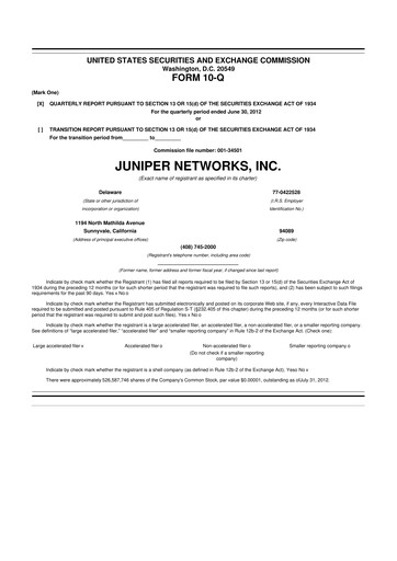 Thumbnail Juniper Networks
 10-Q Quarterly Report FY2012 