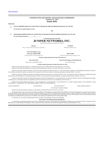 Thumbnail Juniper Networks
 10-K Annual Report 2012