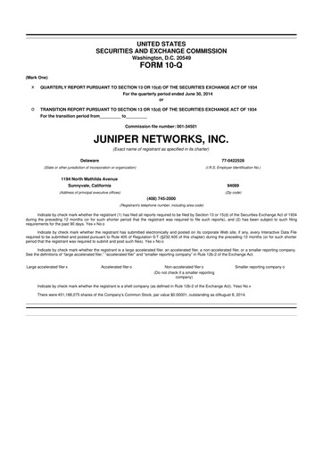 Thumbnail Juniper Networks
 10-Q Quarterly Report FY2014 