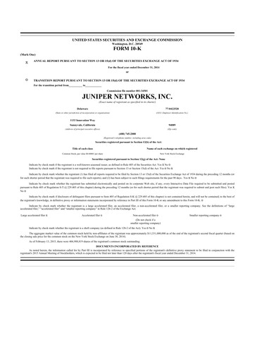 Thumbnail Juniper Networks
 10-K Annual Report 2014