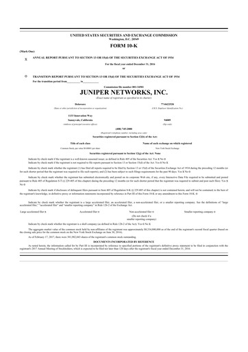 Thumbnail Juniper Networks
 10-K Annual Report 2016