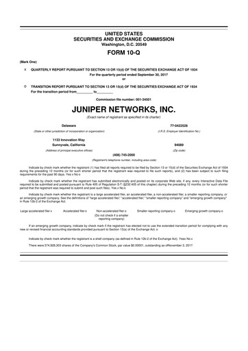 Thumbnail Juniper Networks
 10-Q Quarterly Report FY2017 