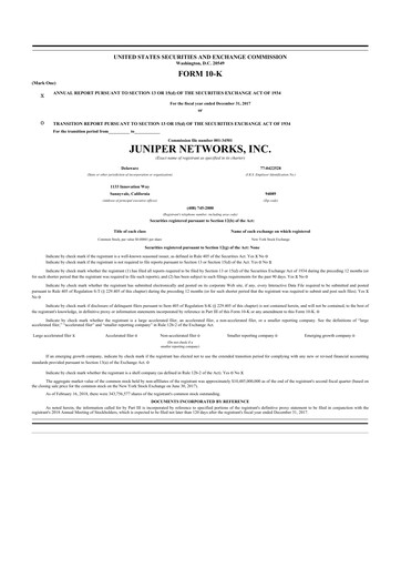 Thumbnail Juniper Networks
 10-K Annual Report 2017