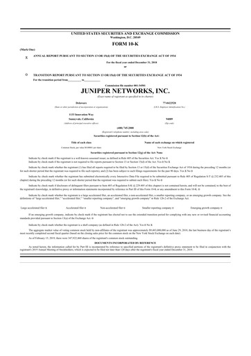Thumbnail Juniper Networks
 10-K Annual Report 2018