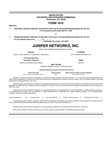 Thumbnail Juniper Networks
 10-Q Quarterly Report FY2020 