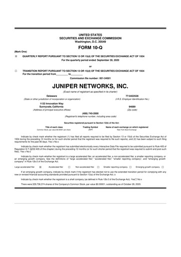 Thumbnail Juniper Networks
 10-Q Quarterly Report FY2020 