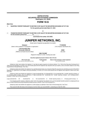 Thumbnail Juniper Networks
 10-Q Quarterly Report FY2023 