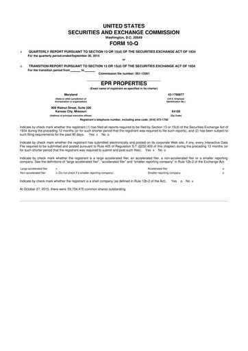 Thumbnail EPR Properties
 10-Q Quarterly Report FY2015 