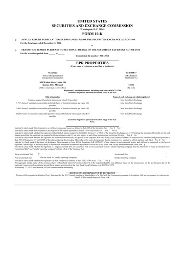 Vorschaubild EPR Properties
 10-K Jahresbericht 2016
