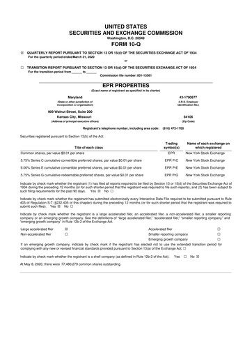Thumbnail EPR Properties
 10-Q Quarterly Report FY2020 