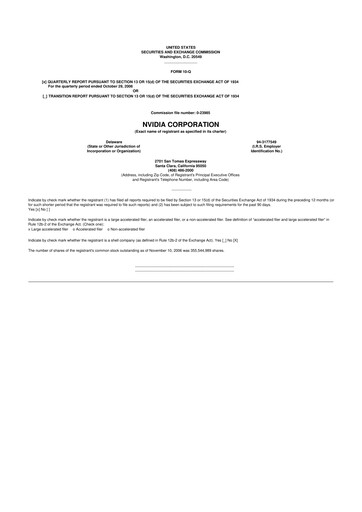 Thumbnail NVIDIA 10-Q Quarterly Report FY 