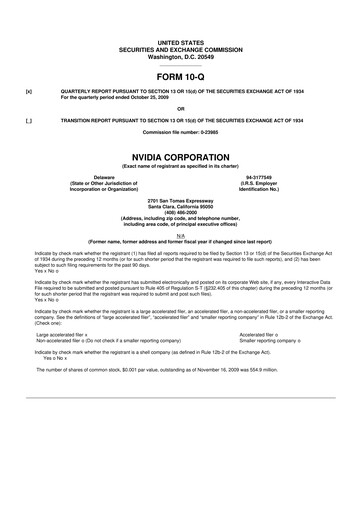 Thumbnail NVIDIA 10-Q Quarterly Report FY 