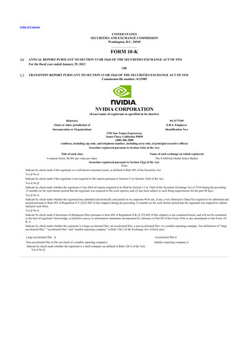 Thumbnail NVIDIA 10-K Annual Report 2012