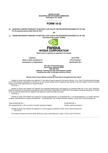 Thumbnail NVIDIA 10-Q Quarterly Report FY2014 
