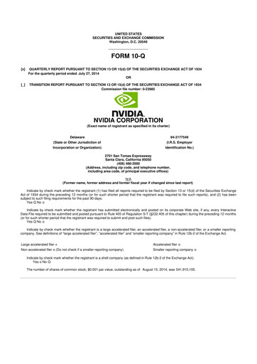 Thumbnail NVIDIA 10-Q Quarterly Report FY2015 