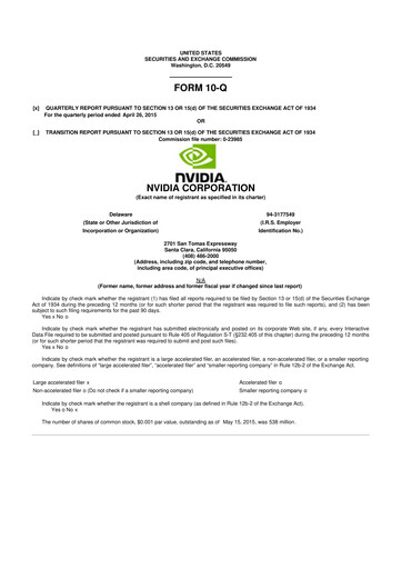 Thumbnail NVIDIA 10-Q Quarterly Report FY2016 