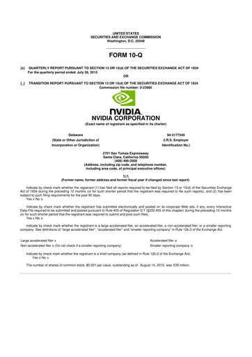 Thumbnail NVIDIA 10-Q Quarterly Report FY2016 