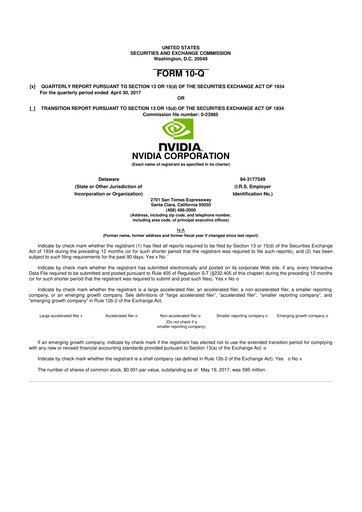 Thumbnail NVIDIA 10-Q Quarterly Report FY2018 