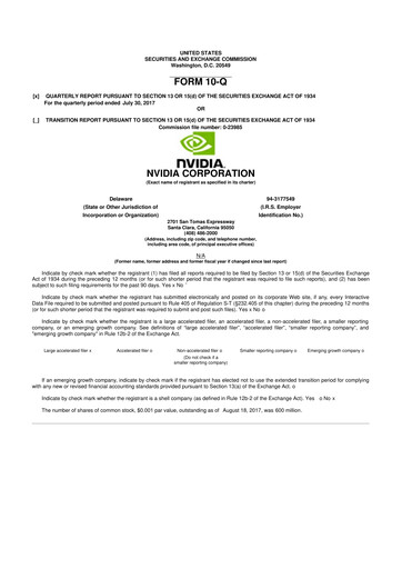 Thumbnail NVIDIA 10-Q Quarterly Report FY2018 