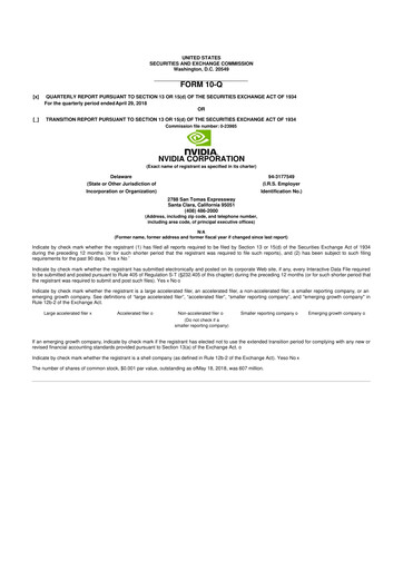 Thumbnail NVIDIA 10-Q Quarterly Report FY2019 