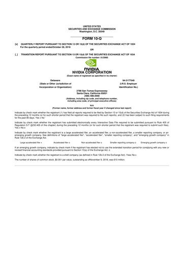 Thumbnail NVIDIA 10-Q Quarterly Report FY2019 