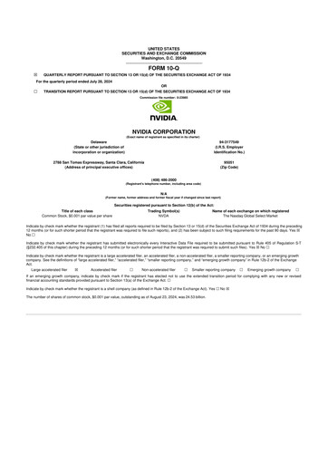 Thumbnail NVIDIA 10-Q Quarterly Report FY2025 