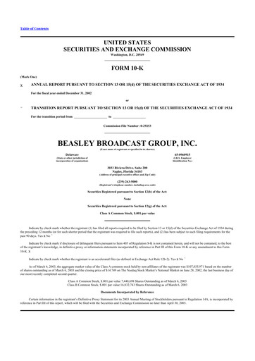 Miniature Beasley Broadcast Group
 10-K Rapport annuel 