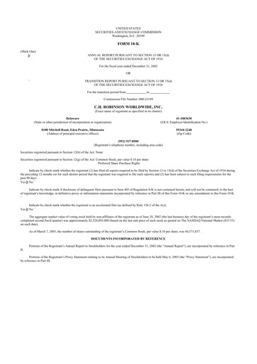 Thumbnail C. H. Robinson 10-K Annual Report 