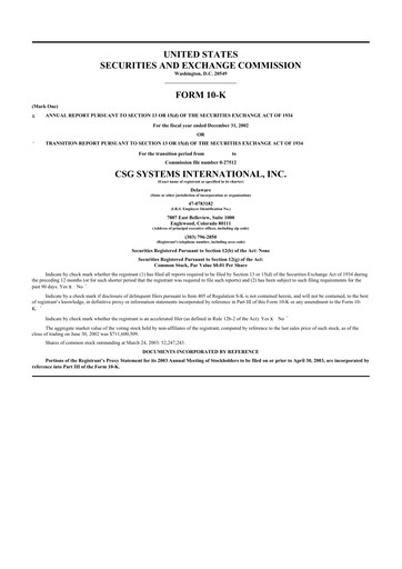 Thumbnail CSG International
 10-K Annual Report 