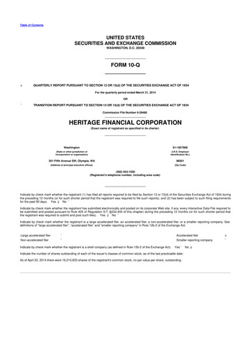Thumbnail Heritage Financial 10-Q Quarterly Report FY2014 